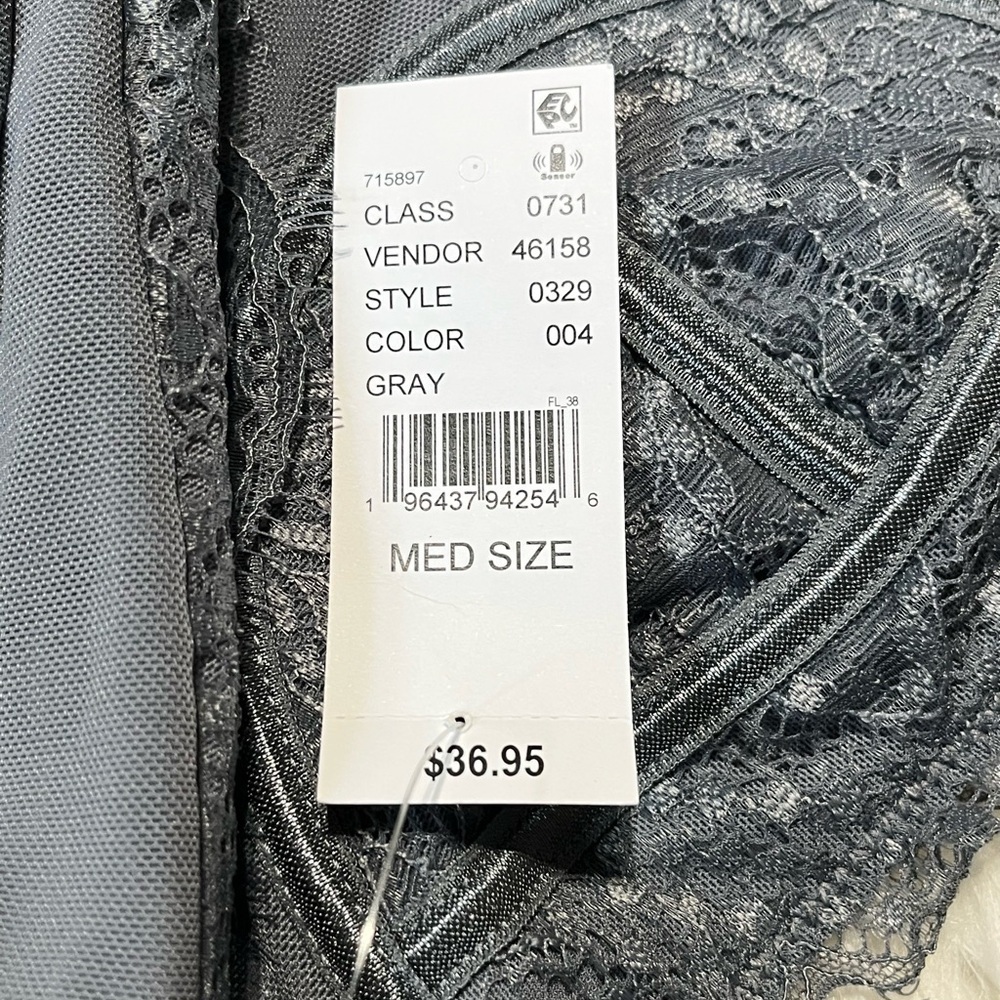 PacSun LA Hearts Lace Trim Mesh Corset Top Gray - Picture 10 of 10